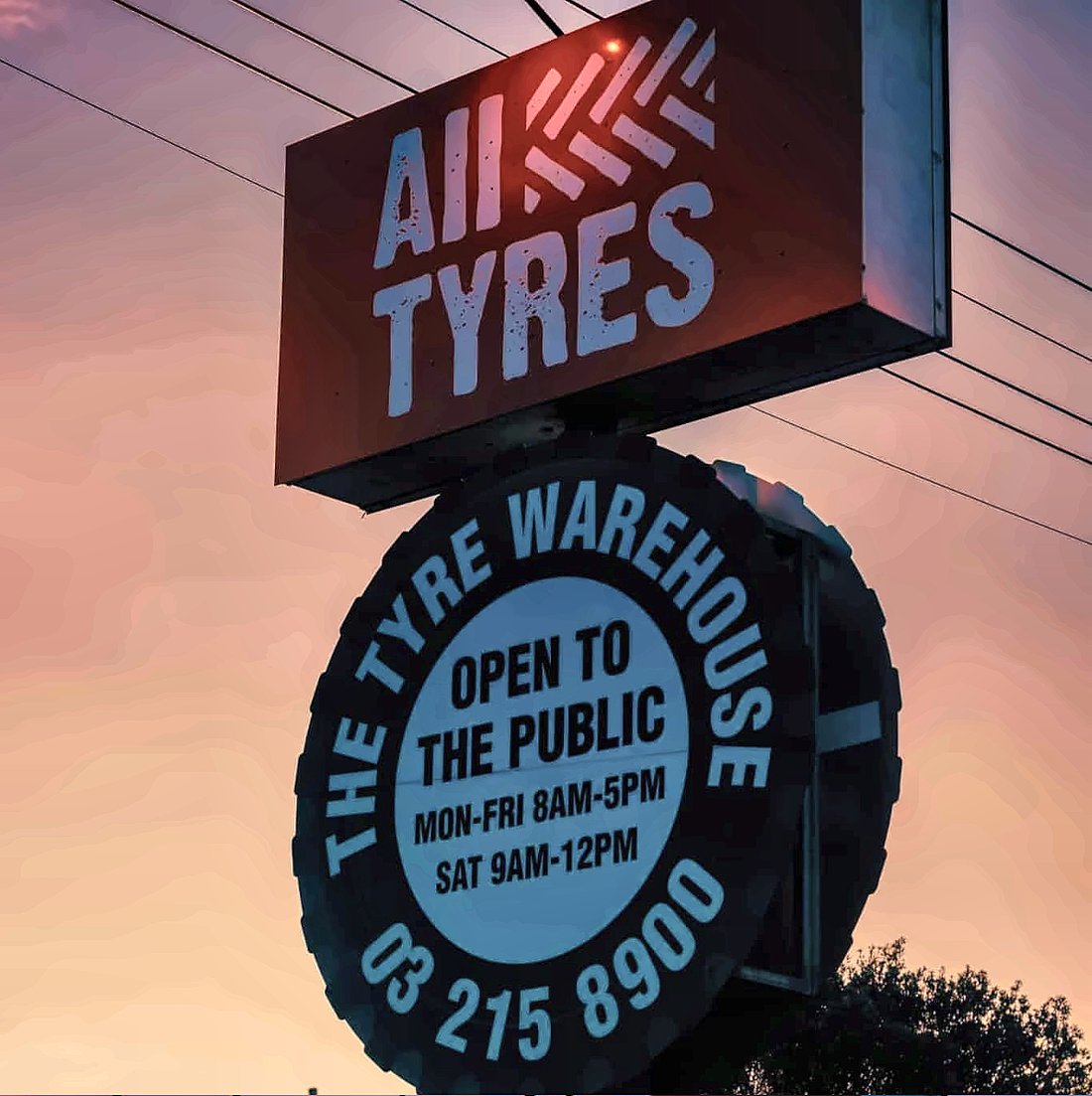 The All Tyres sign on North Road, Invercargill — open to the public